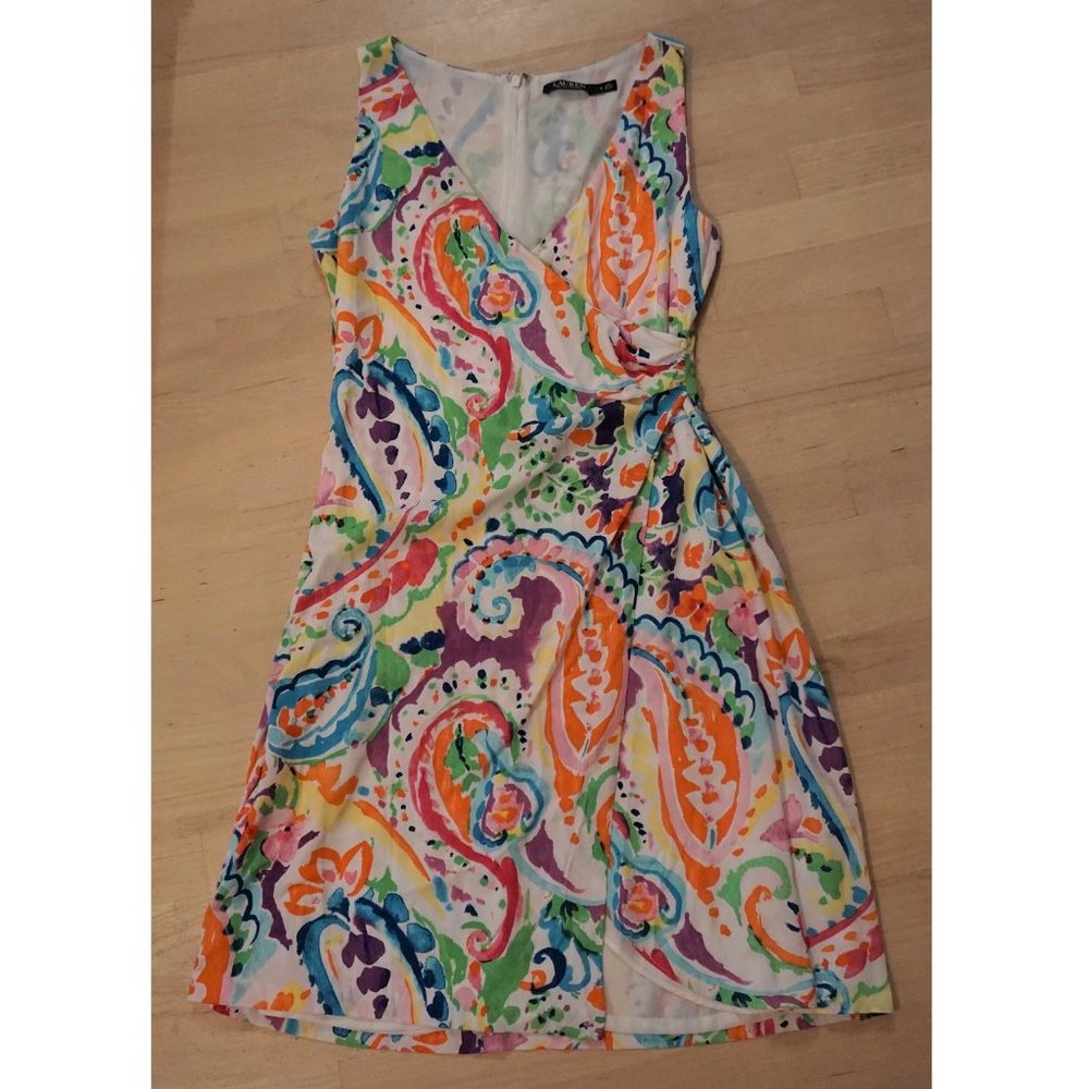 Lauren Ralph Lauren bright paisley dress size 8